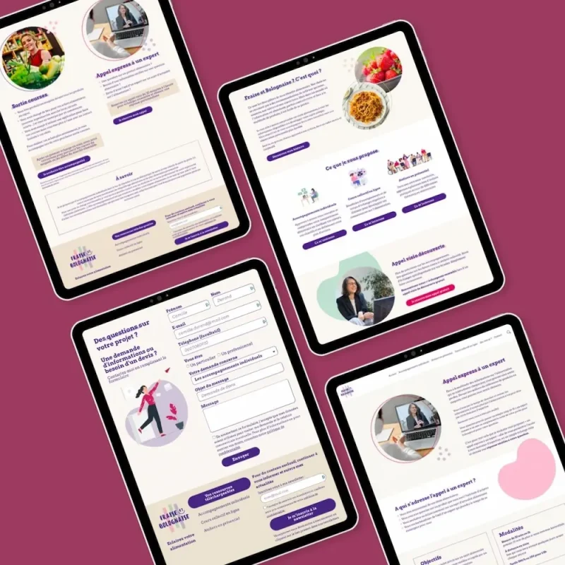 Adeline - Fraise et Bolognaise - Plusieurs pages du site